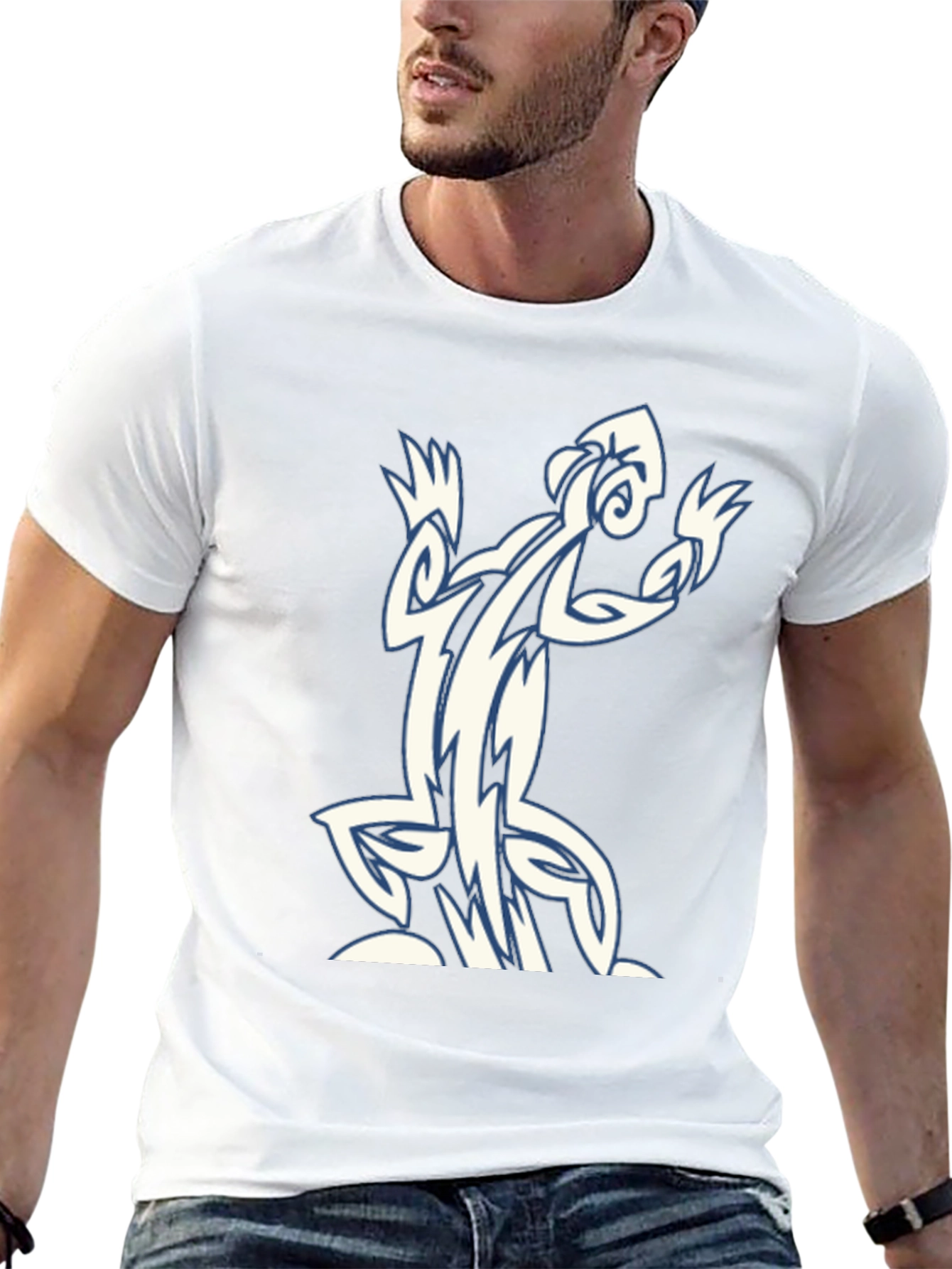Tribal Lizard Graphic Black T-Shirt