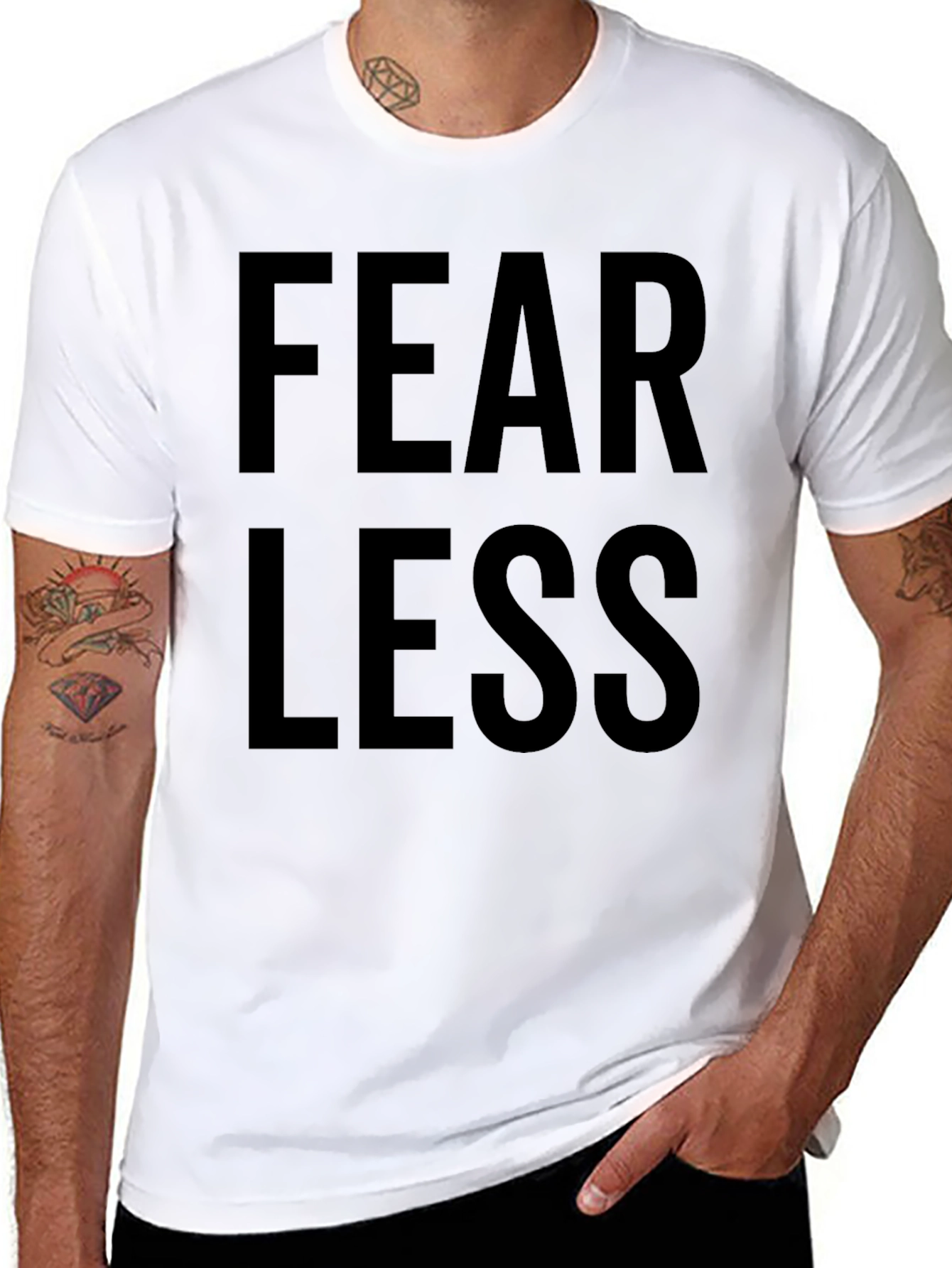 Fearless Graphic Print Tee - Black Cotton Casual Shirt