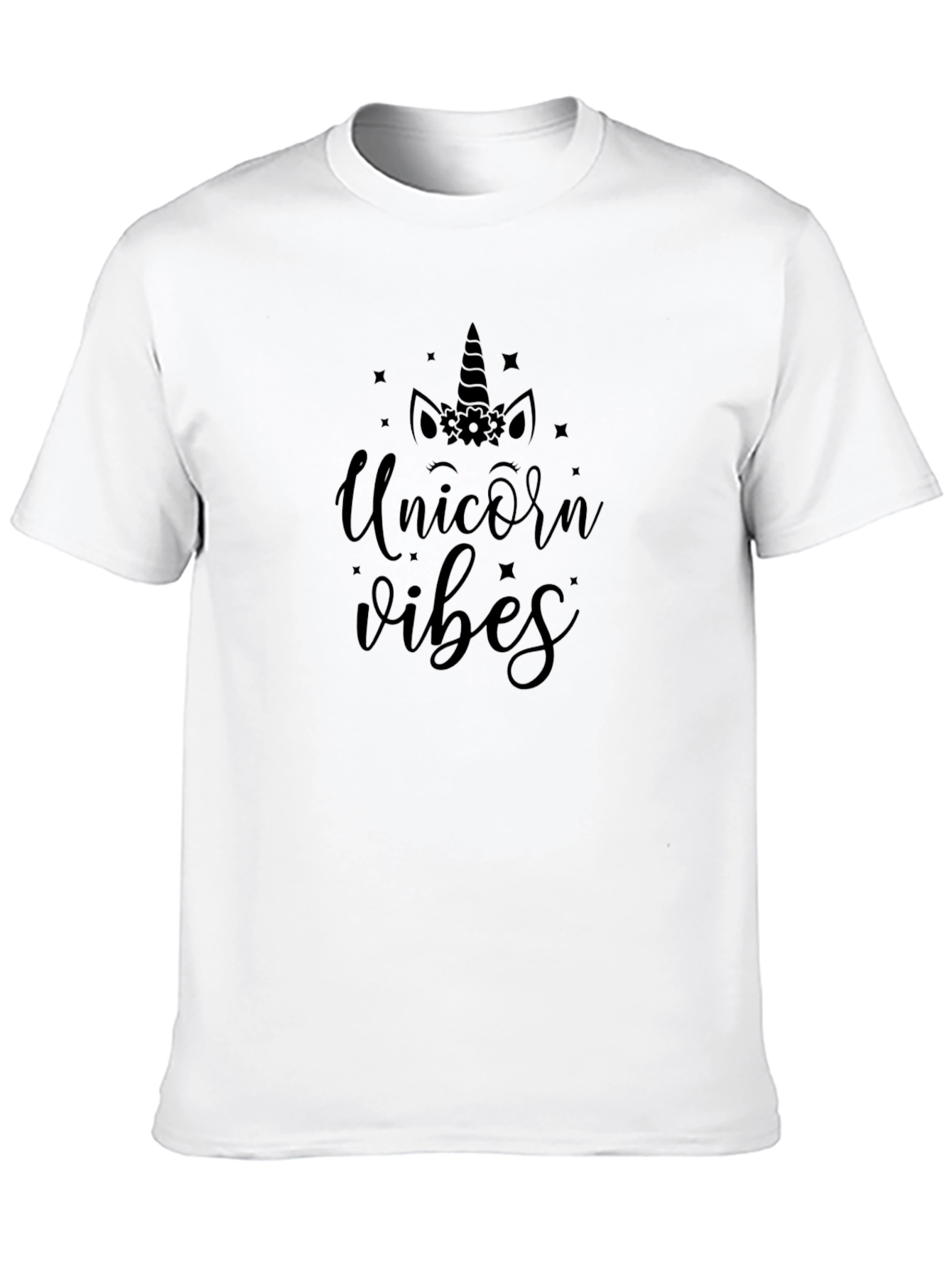 Unicorn Vibes Black Cotton T-Shirt
