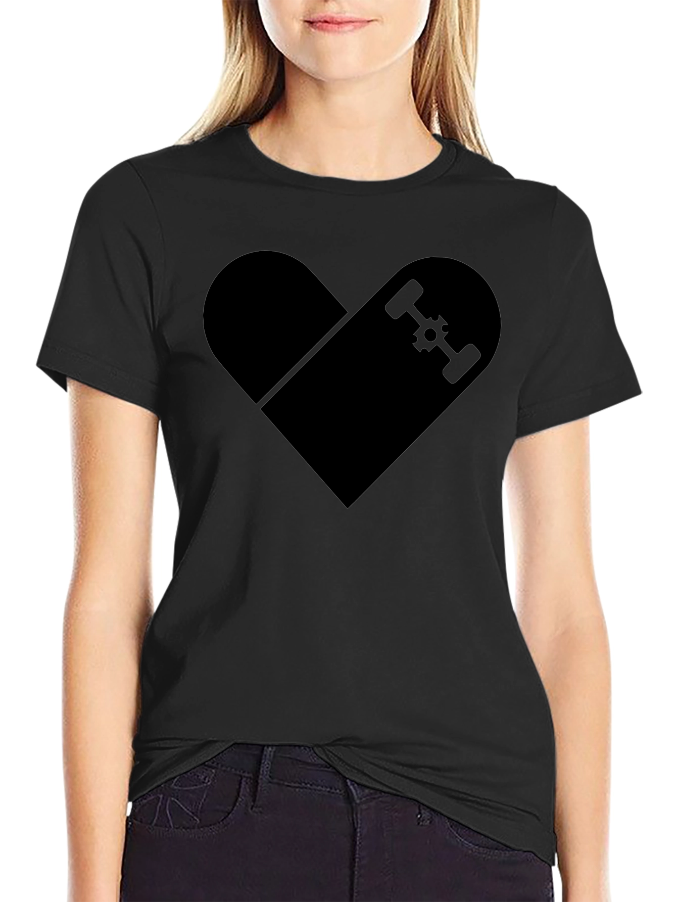 Skateboard Heart Graphic T-Shirt - Classic Black Tee