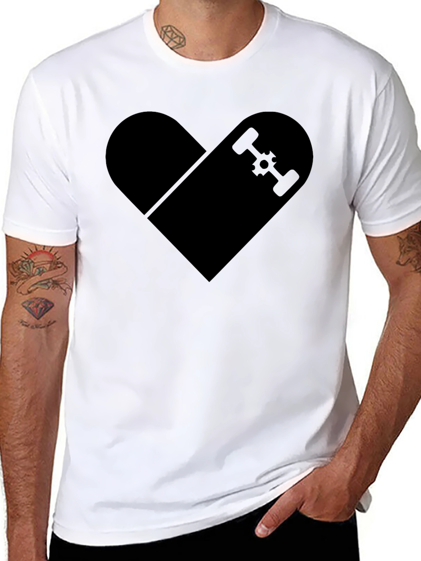 Skateboard Heart Graphic T-Shirt - Classic Black Tee