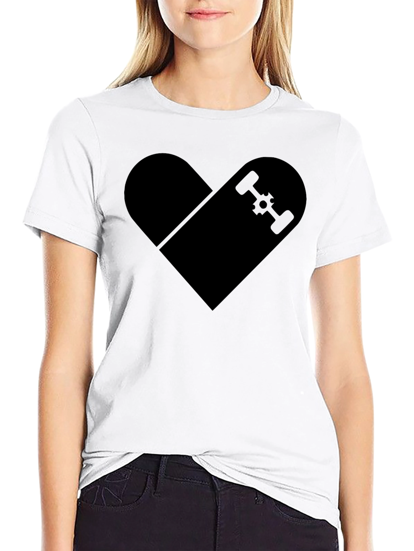Skateboard Heart Graphic T-Shirt - Classic Black Tee