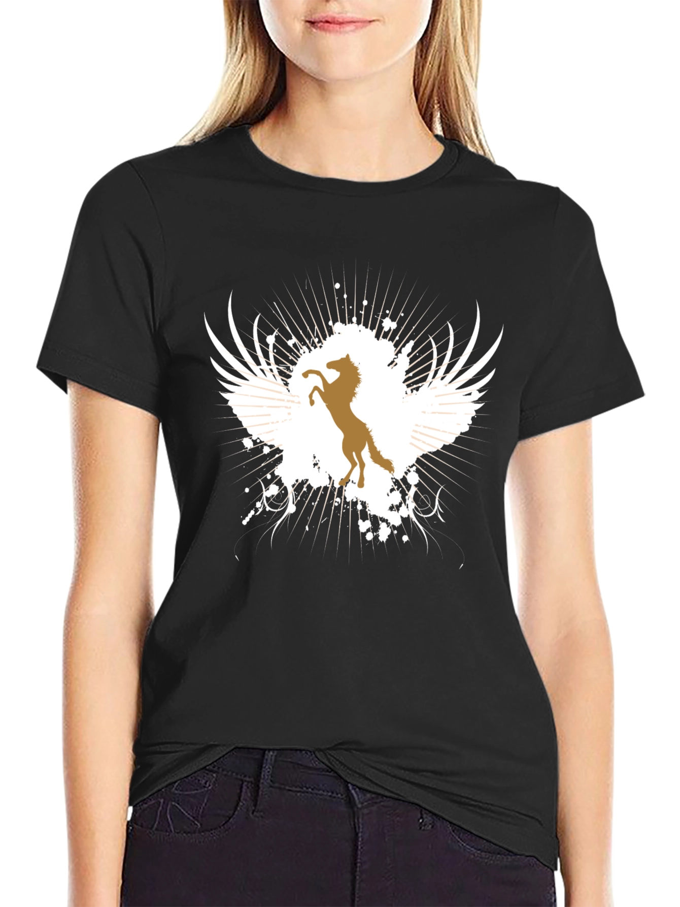 Winged Horse Graphic Tee - Black T-Shirt