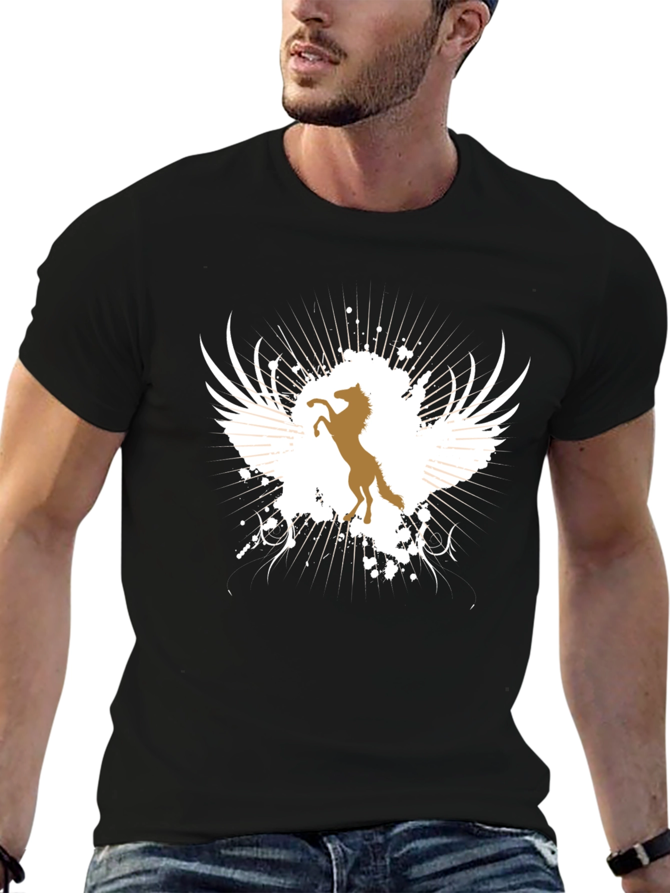 Winged Horse Graphic Tee - Black T-Shirt