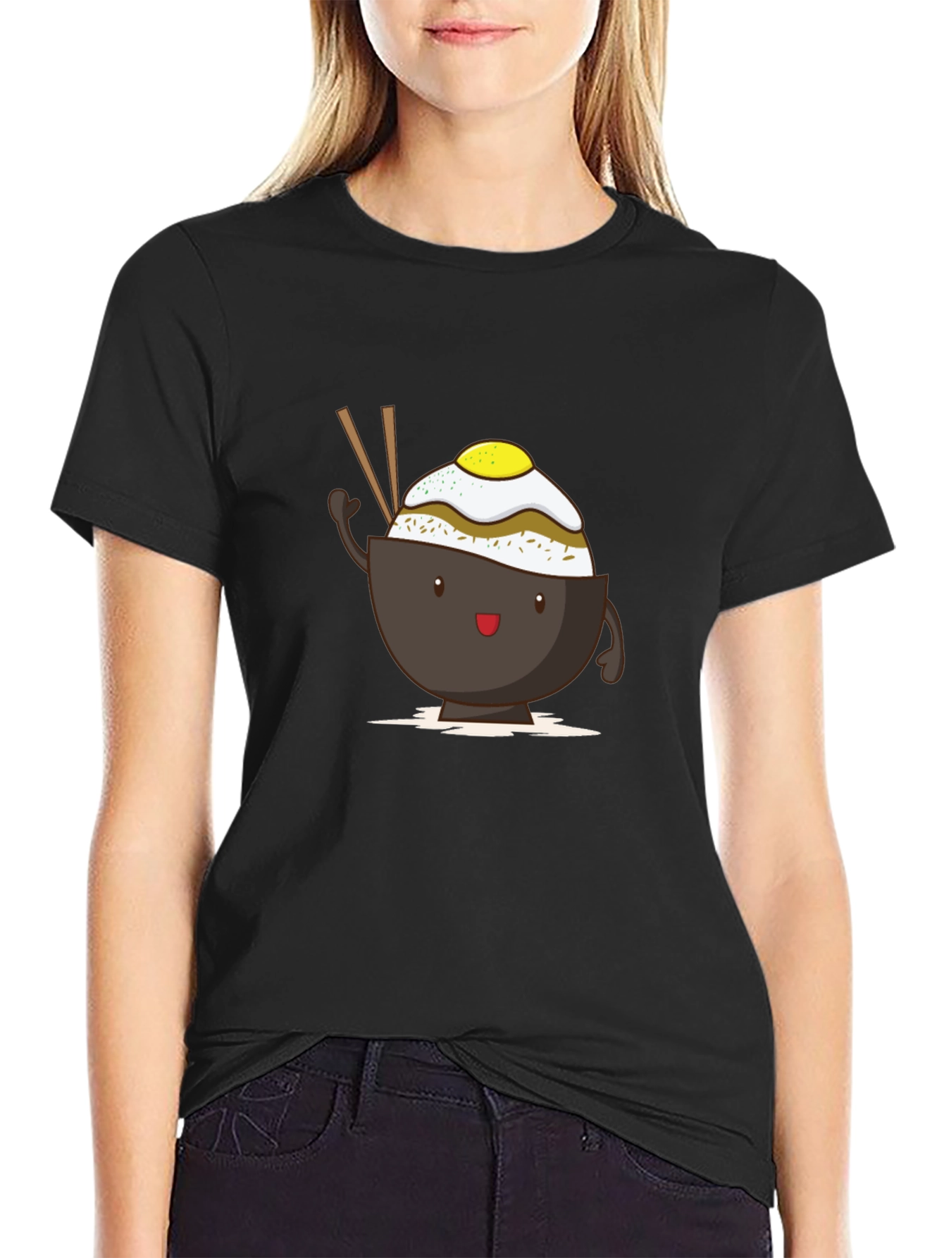 Cute Rice Bowl Cartoon T-Shirt