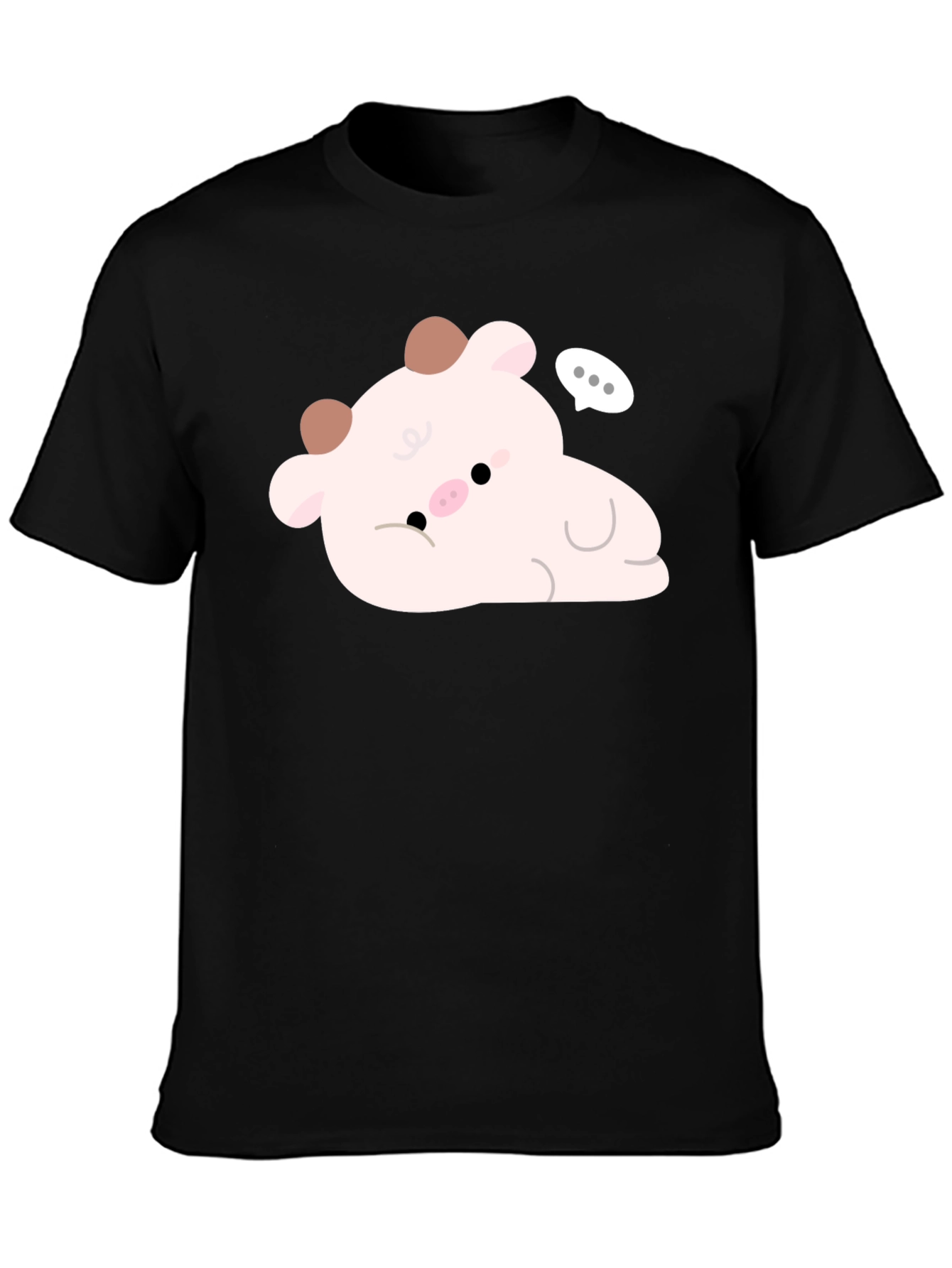 Cute Cow Graphic Tee - Black
