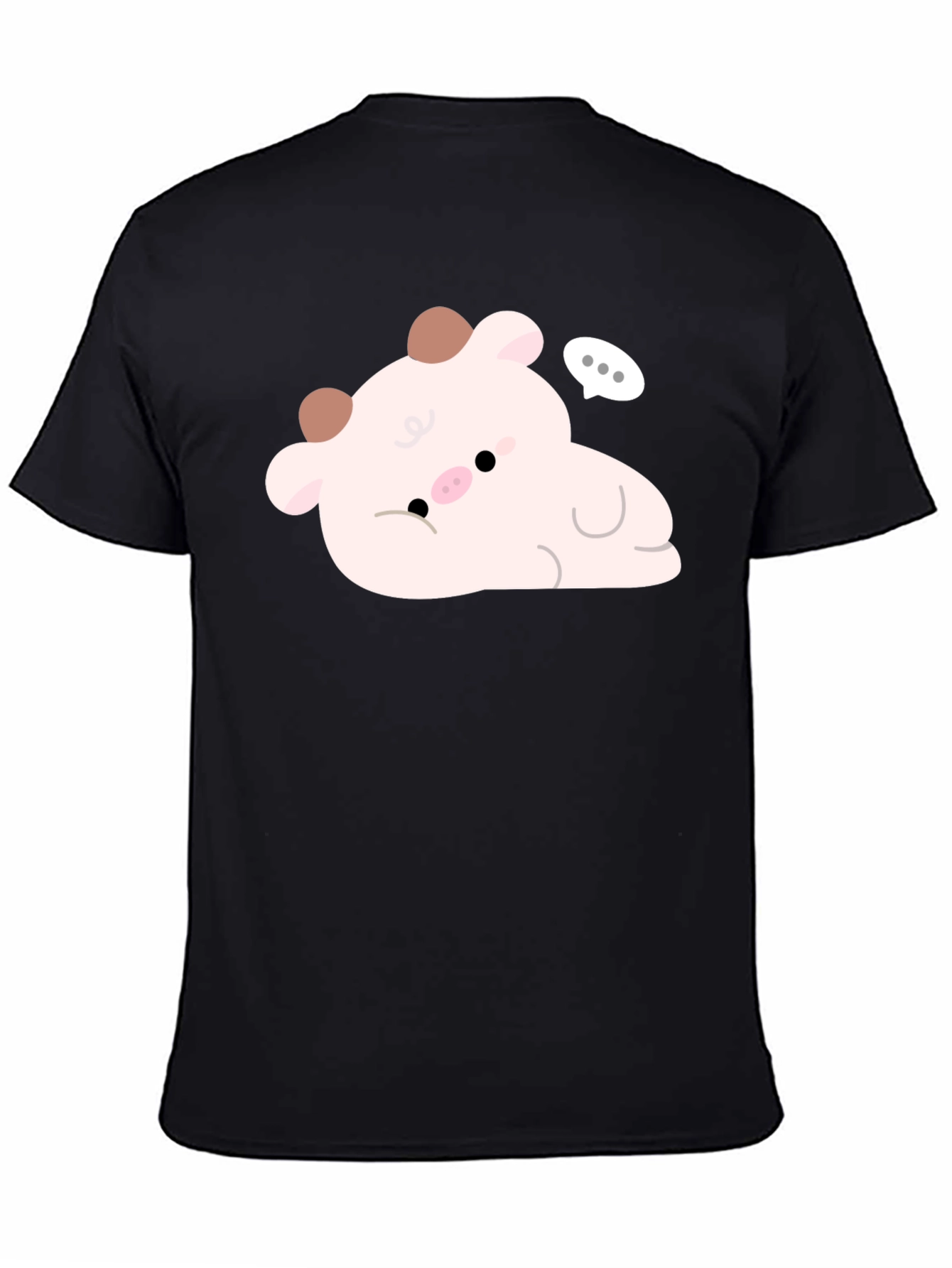 Cute Cow Graphic Tee - Black