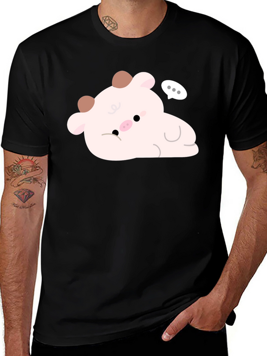 Cute Cow Graphic Tee - Black
