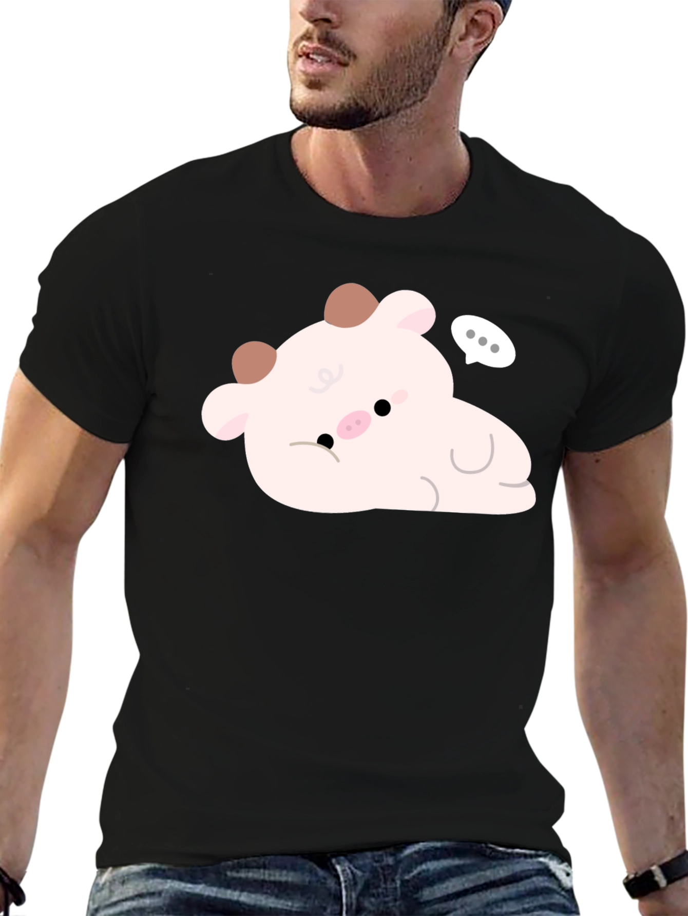 Cute Cow Graphic Tee - Black