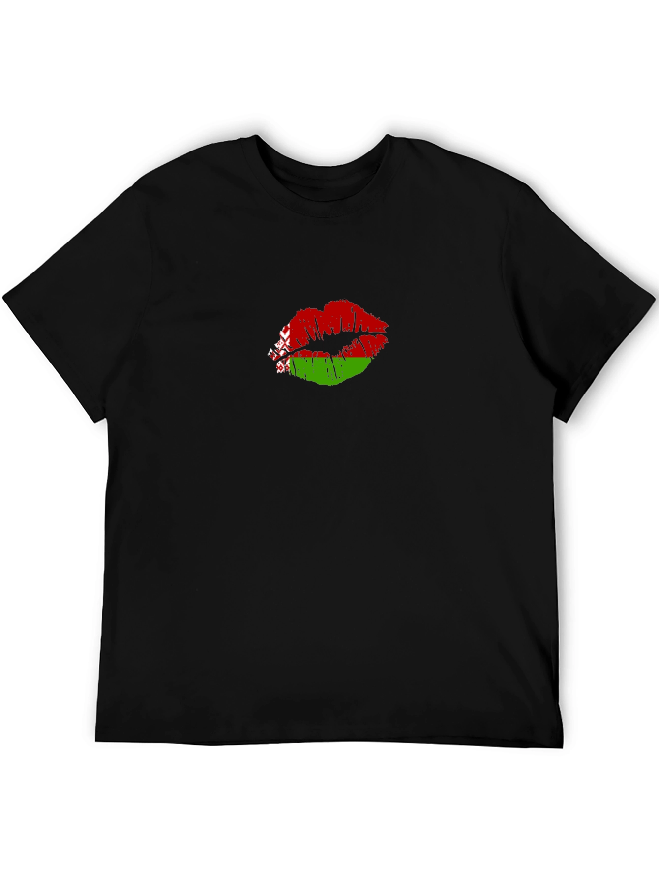Belarus Flag Lips Black T-Shirt