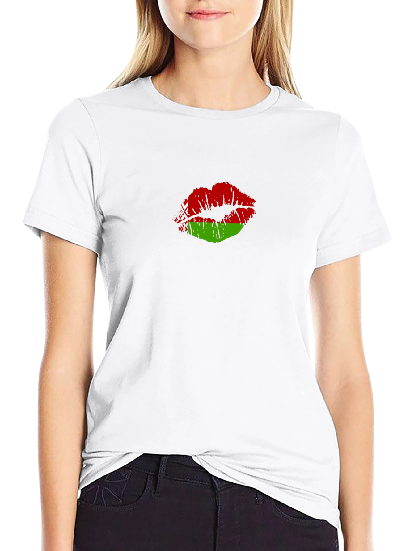 Belarus Flag Lips Black T-Shirt
