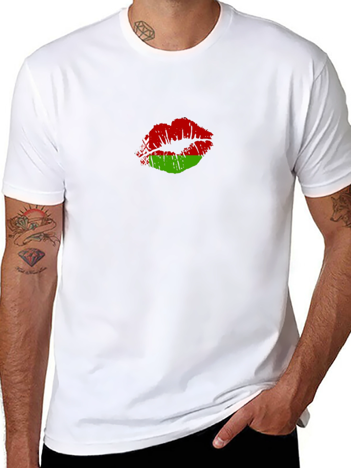 Belarus Flag Lips Black T-Shirt