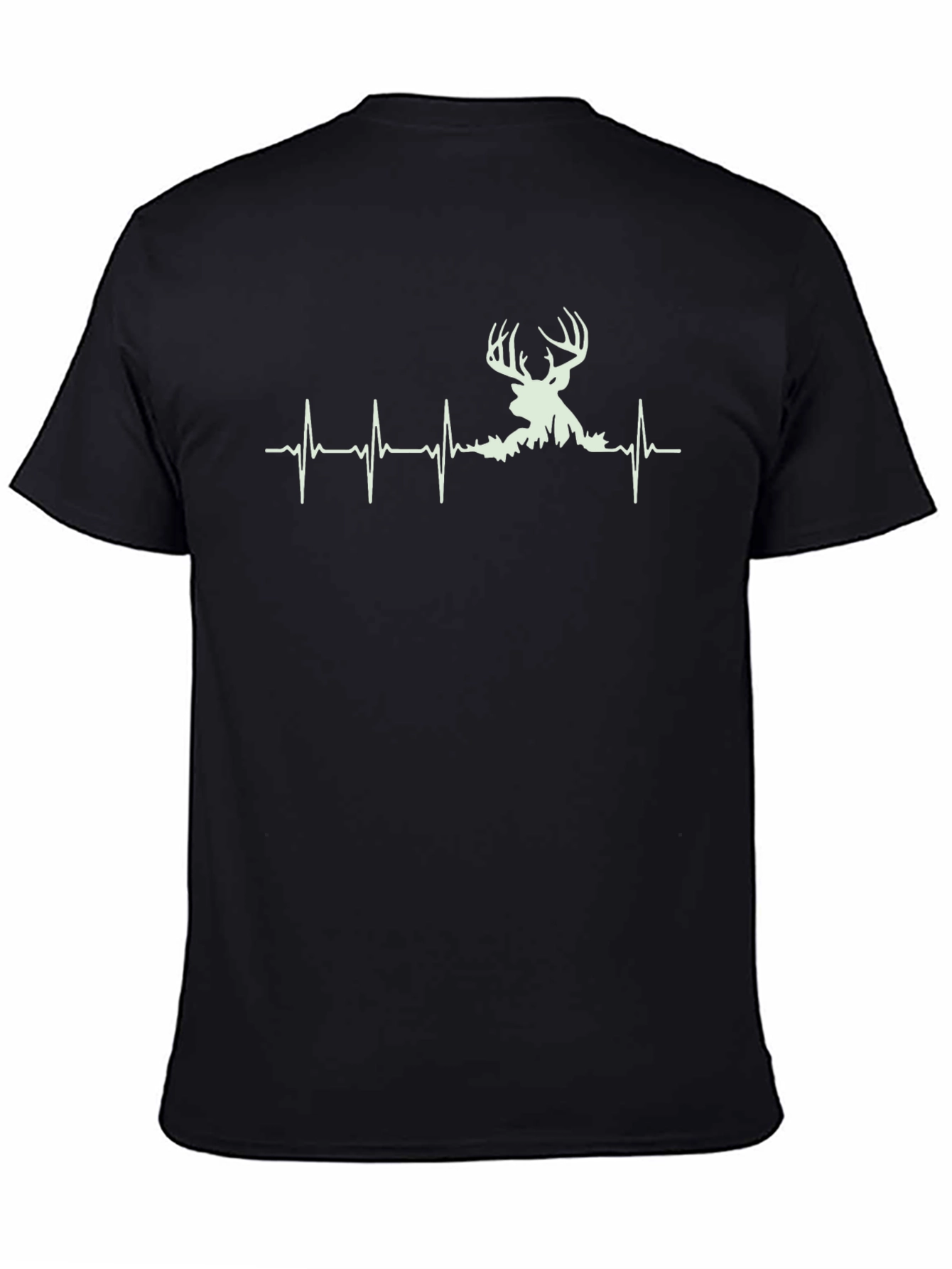 Deer Heartbeat Graphic Tee - Black Cotton Shirt