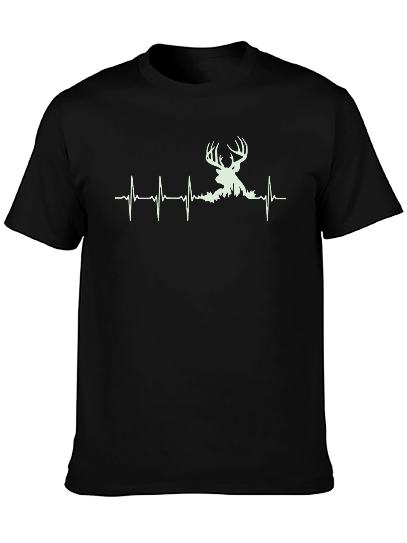 Deer Heartbeat Graphic Tee - Black Cotton Shirt