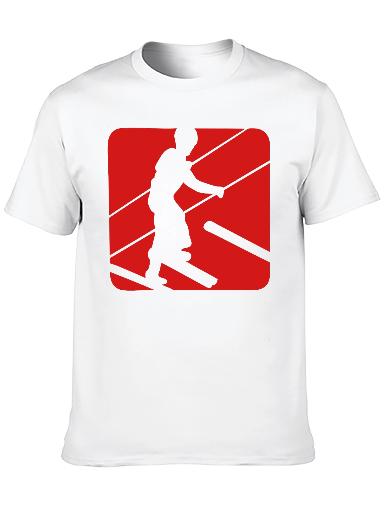 Retro Skier Graphic Tee - Black Cotton Blend T-Shirt