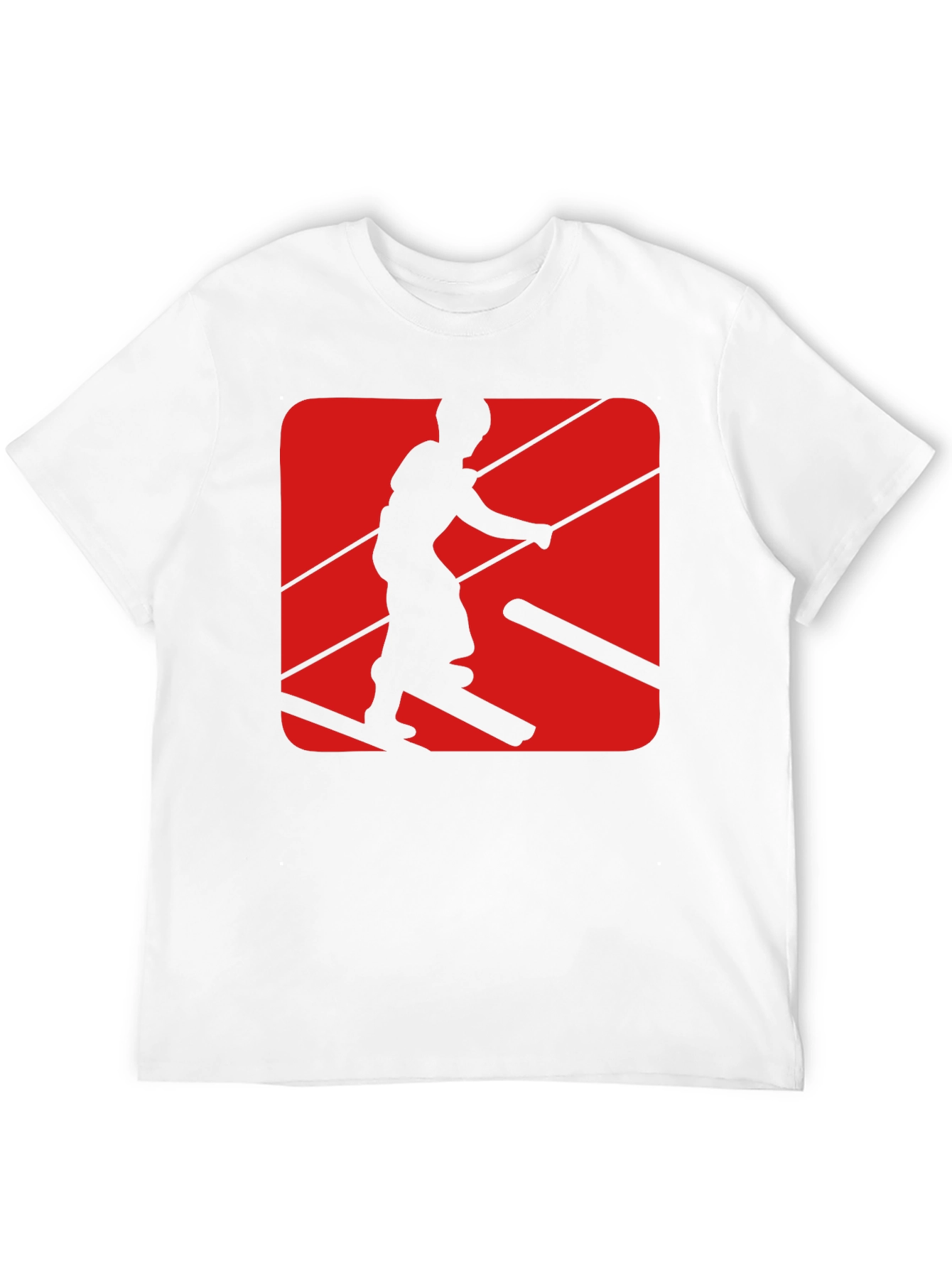 Retro Skier Graphic Tee - Black Cotton Blend T-Shirt