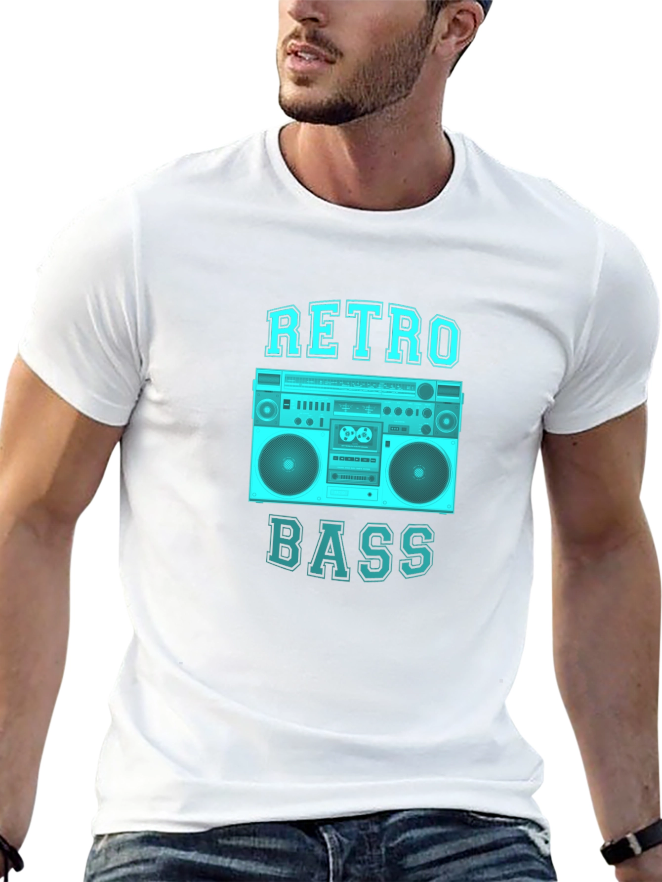 Retro Bass Graphic Tee - Black Cotton T-Shirt