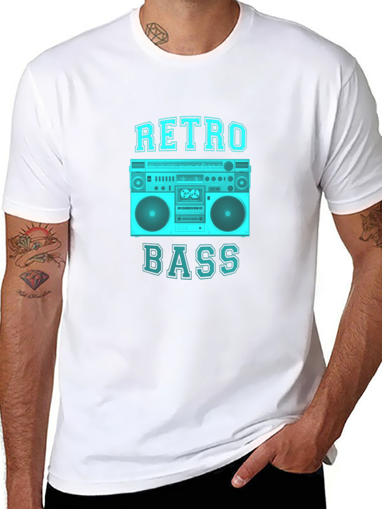 Retro Bass Graphic Tee - Black Cotton T-Shirt