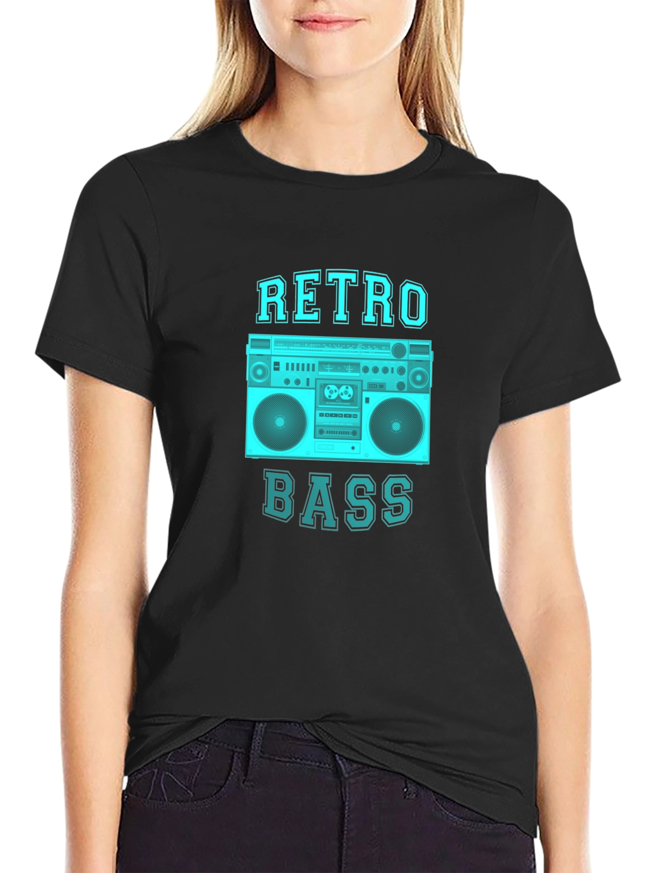 Retro Bass Graphic Tee - Black Cotton T-Shirt