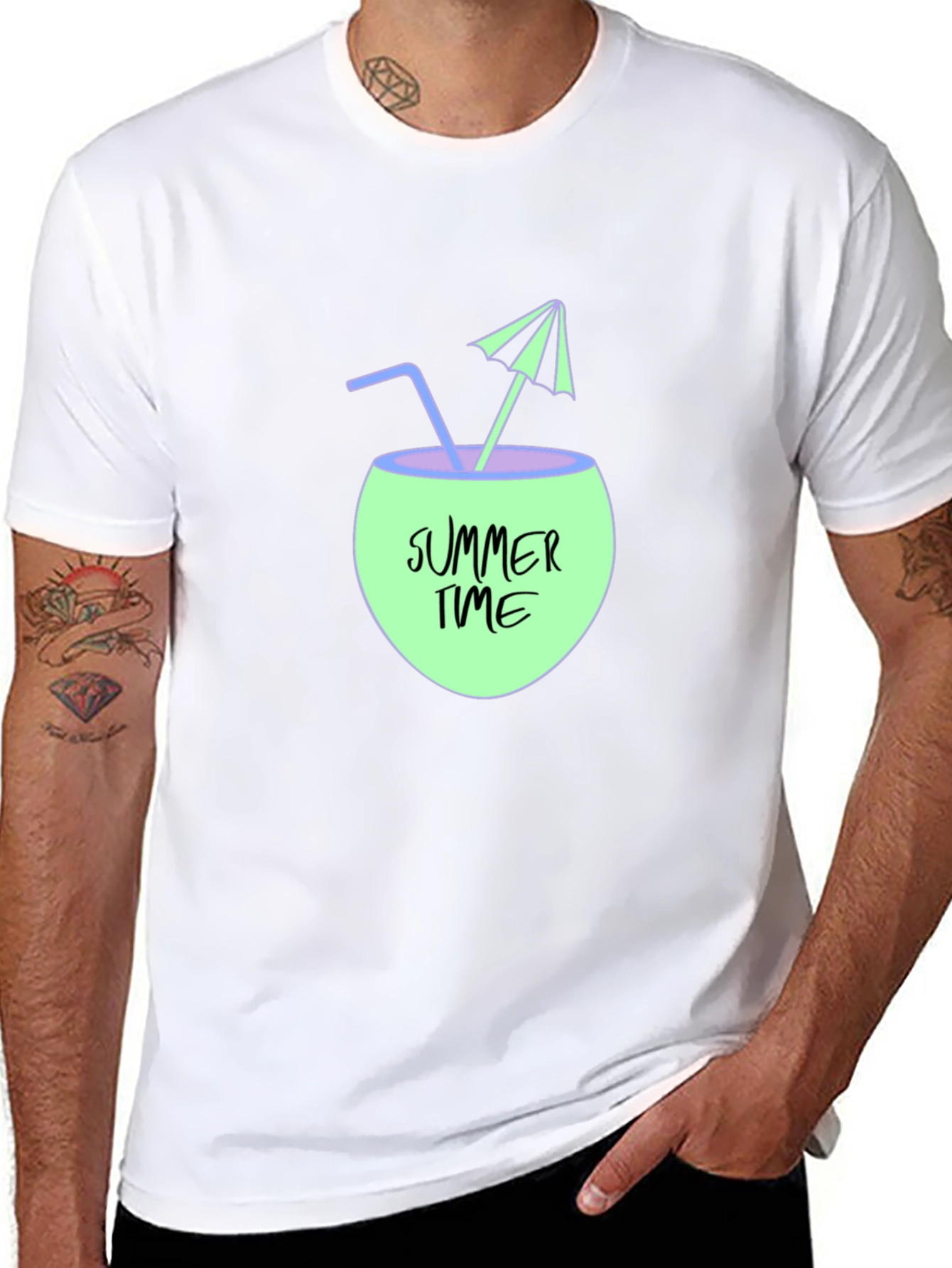 Summer Time Coconut Drink Graphic T-Shirt