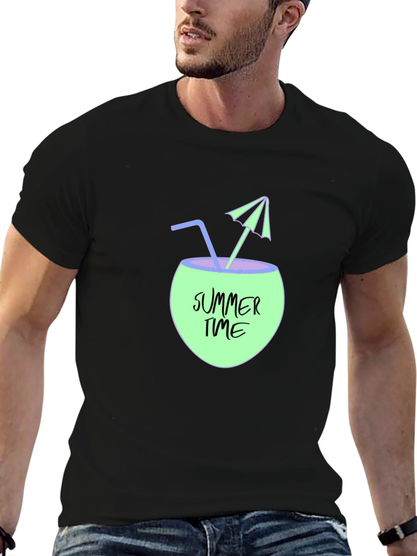 Summer Time Coconut Drink Graphic T-Shirt