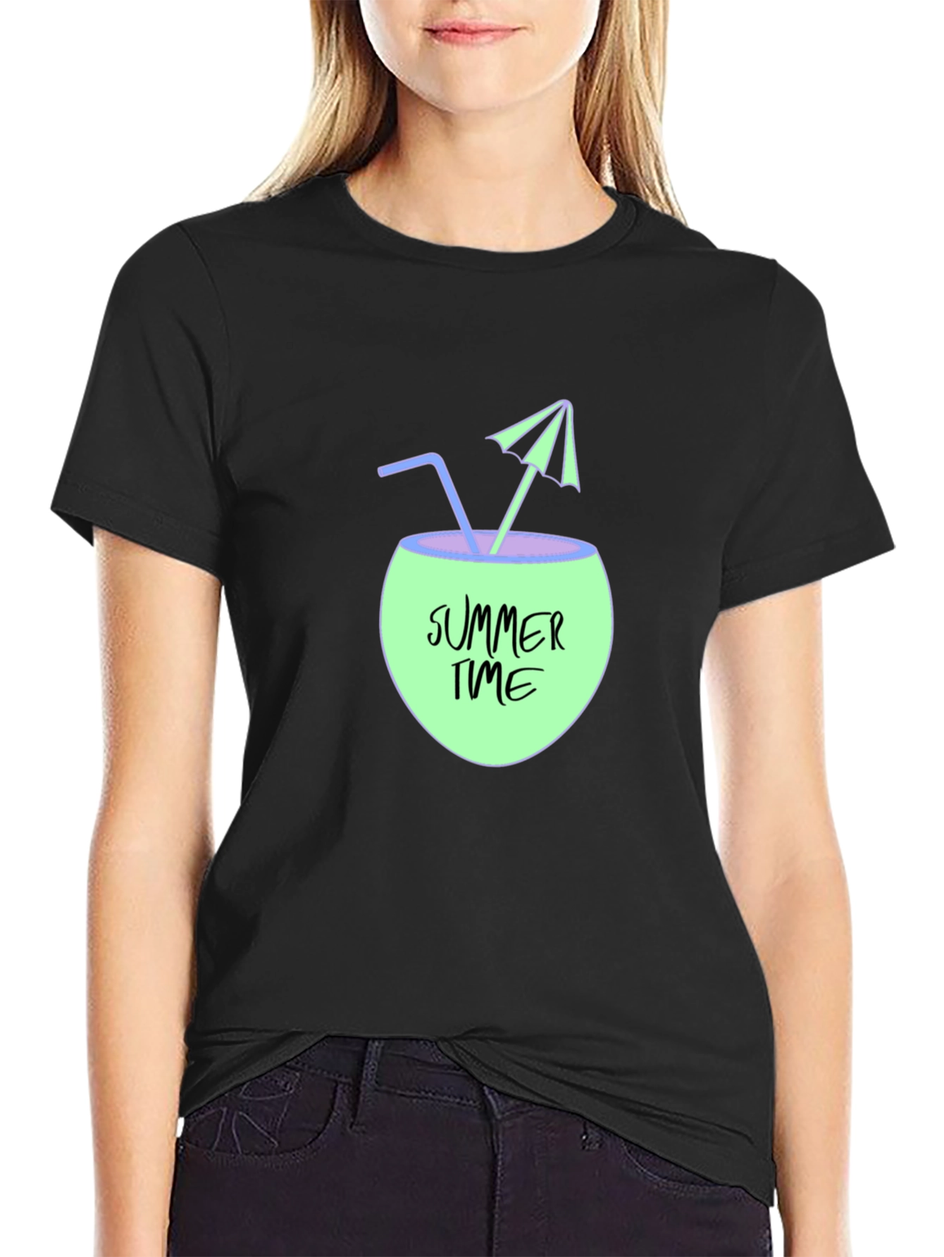 Summer Time Coconut Drink Graphic T-Shirt