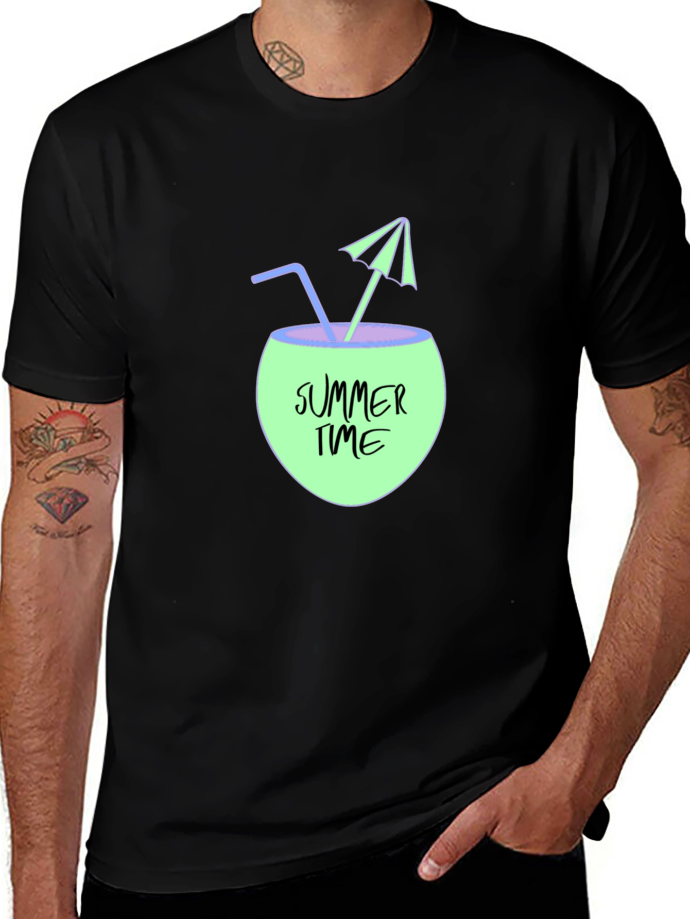 Summer Time Coconut Drink Graphic T-Shirt