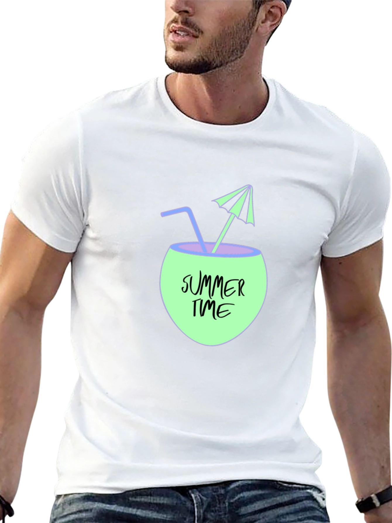 Summer Time Coconut Drink Graphic T-Shirt