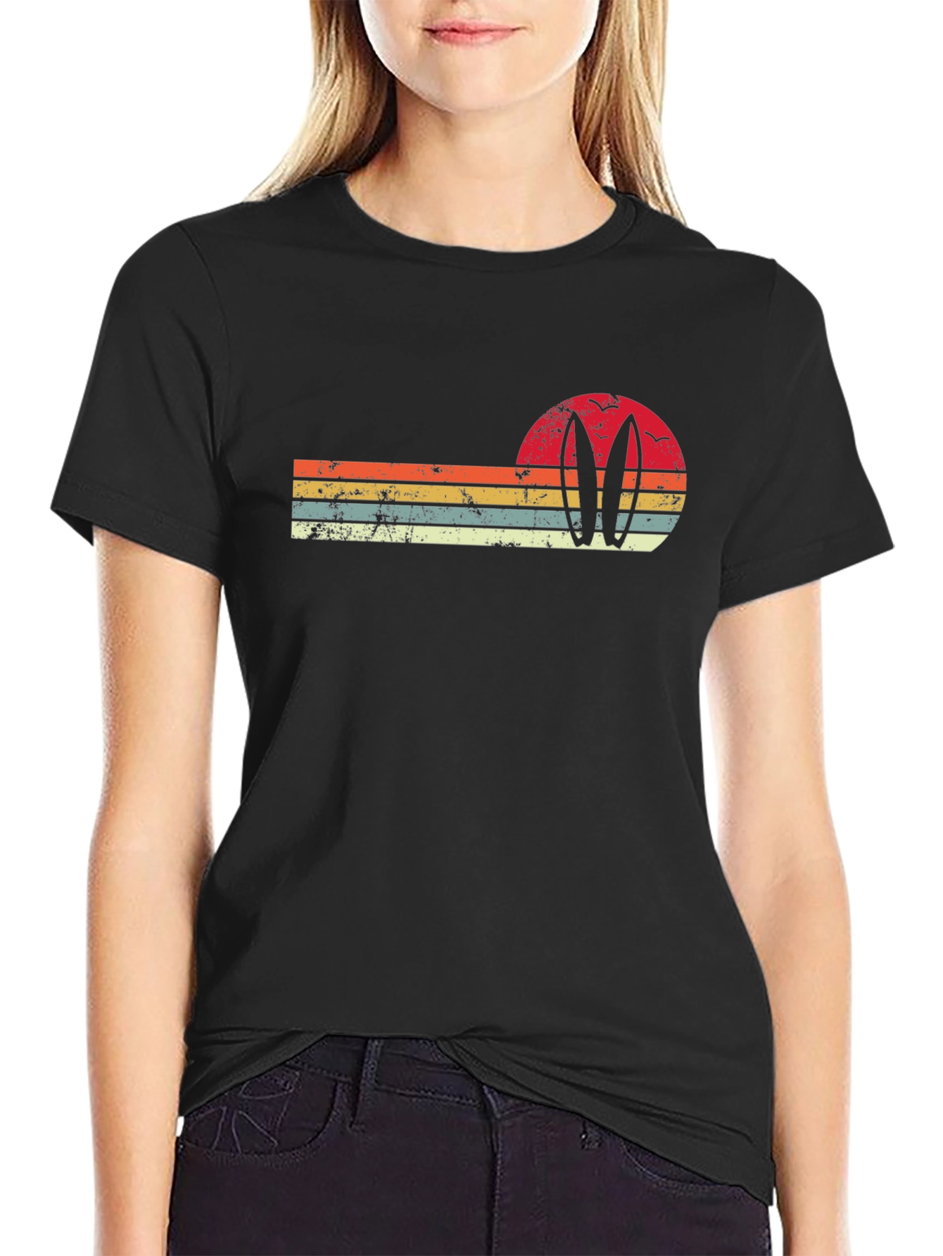 Retro Surfboard Sunset Graphic Tee