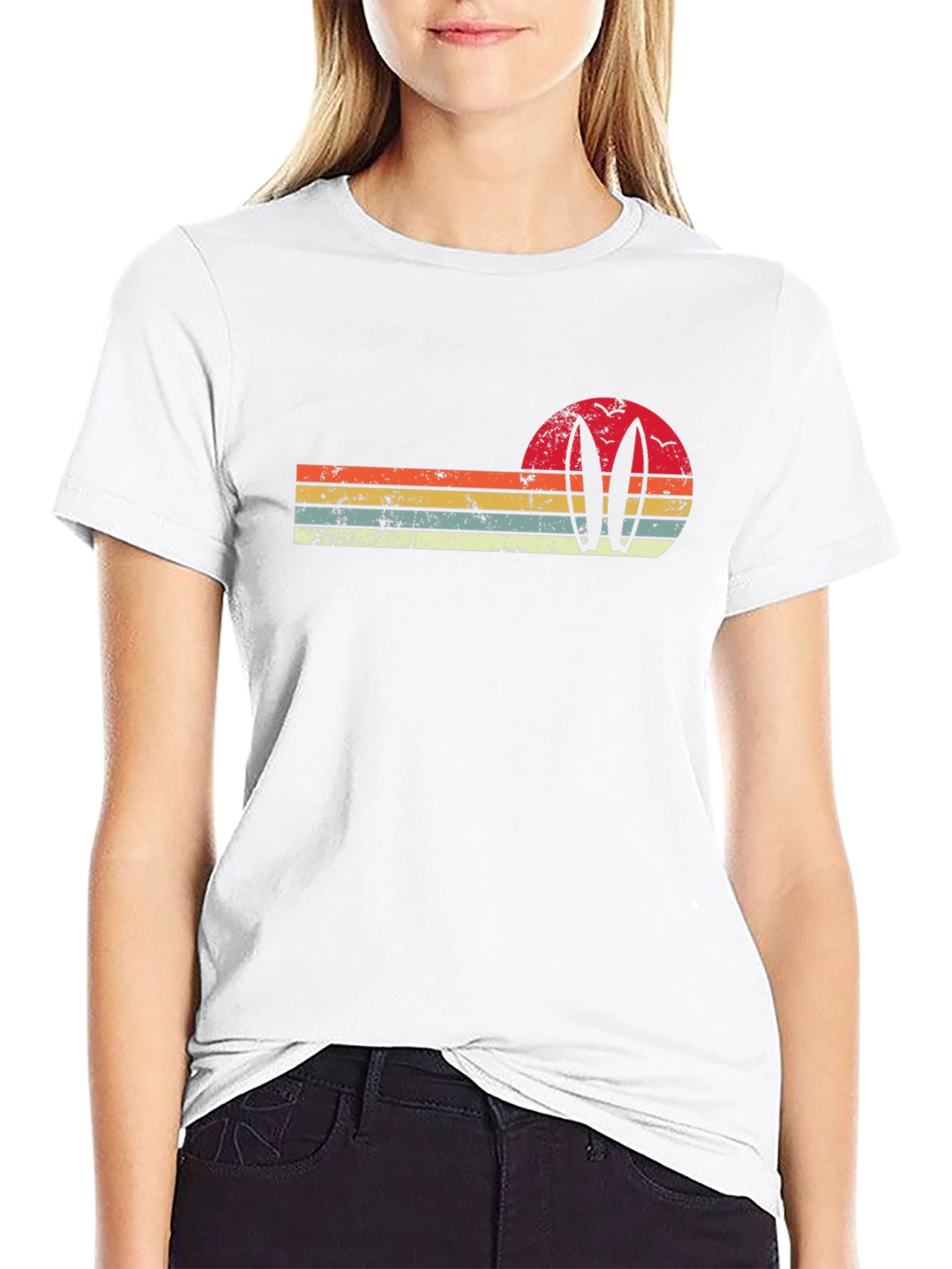 Retro Surfboard Sunset Graphic Tee