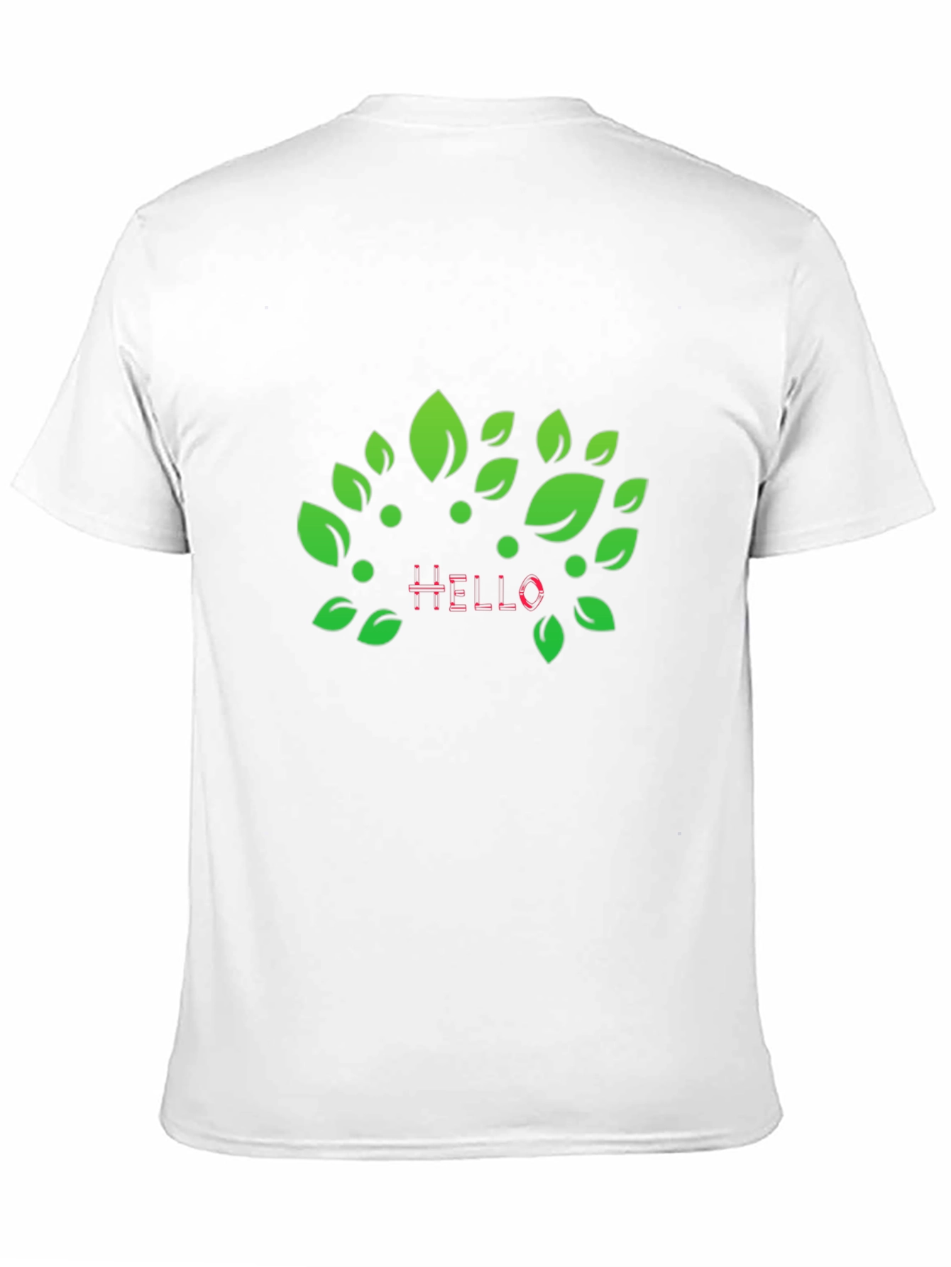 Natures Hello: Black T-Shirt with Leaf Design