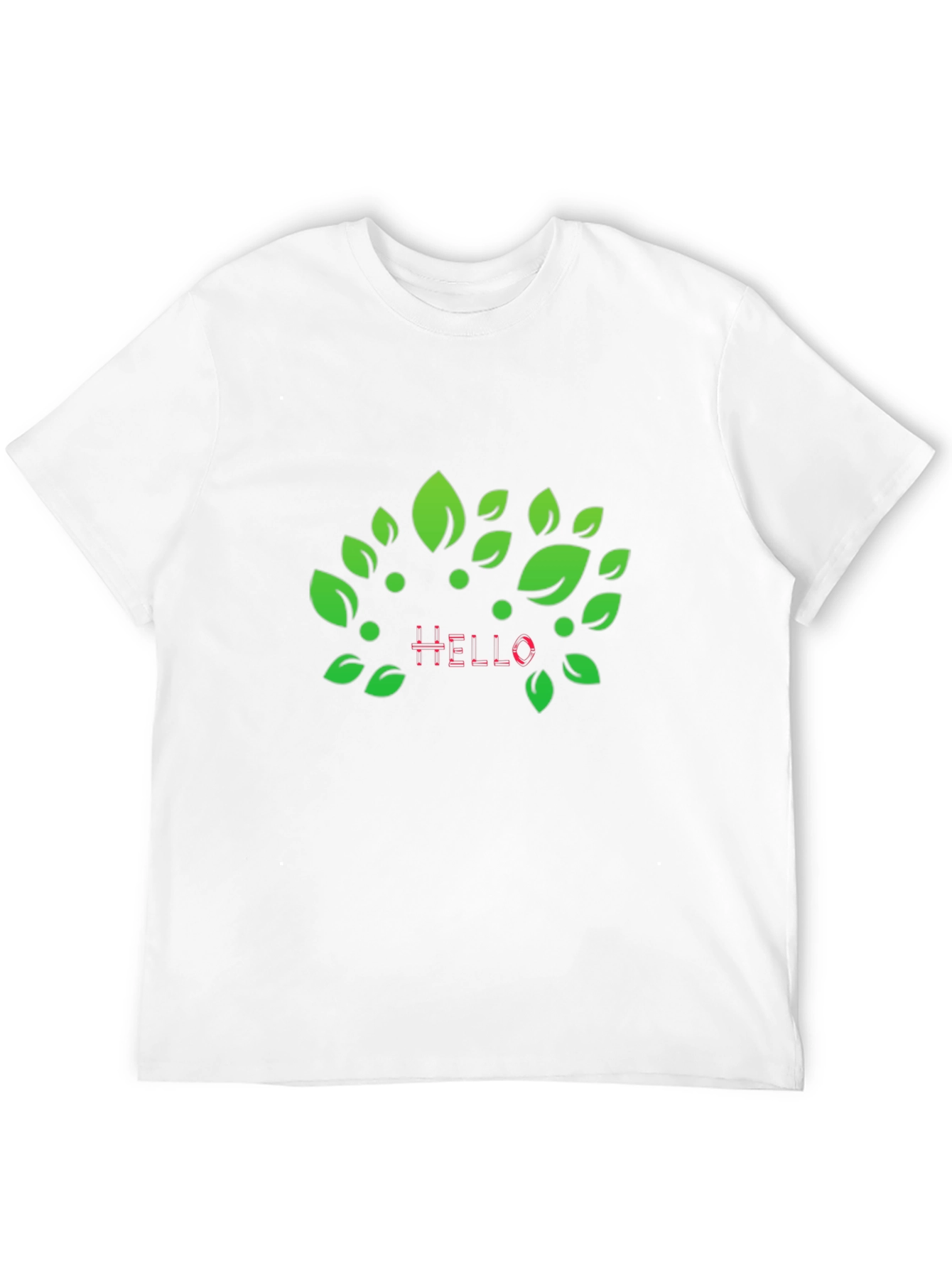 Natures Hello: Black T-Shirt with Leaf Design