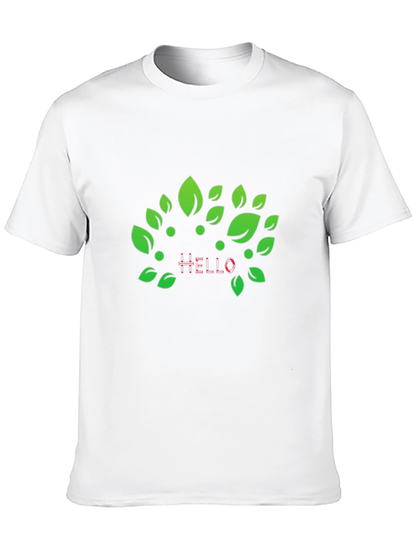 Natures Hello: Black T-Shirt with Leaf Design