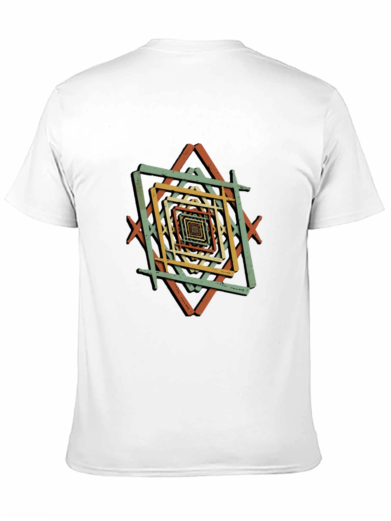 Geometric Square Pattern Black T-Shirt
