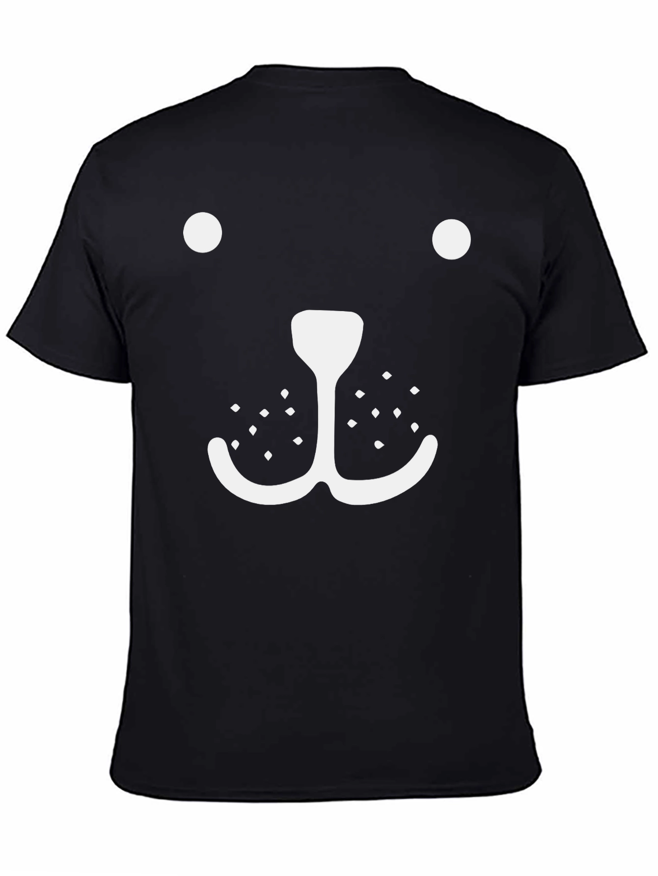 Whimsical Bear Face Graphic Tee - Black Cotton