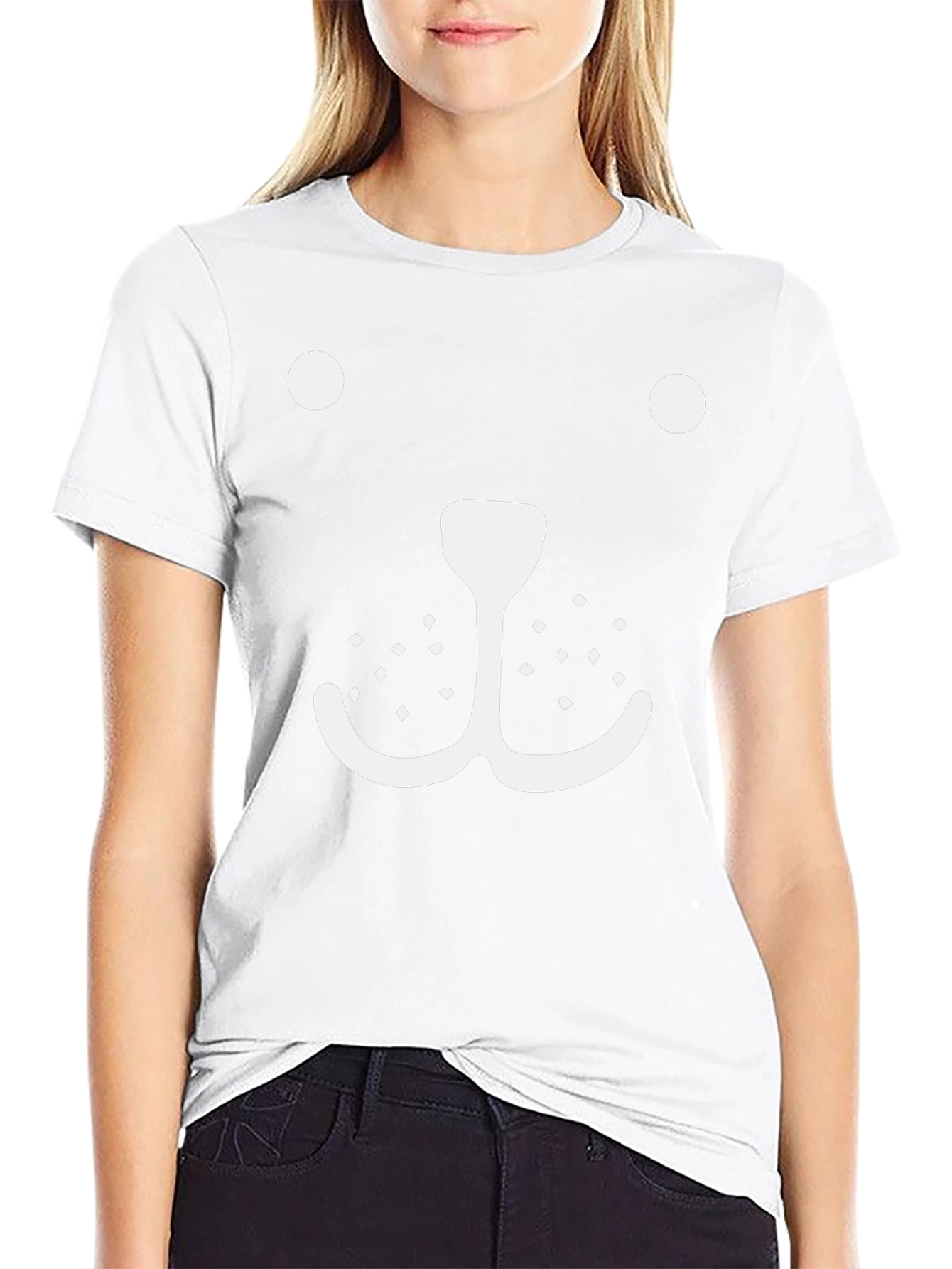 Whimsical Bear Face Graphic Tee - Black Cotton