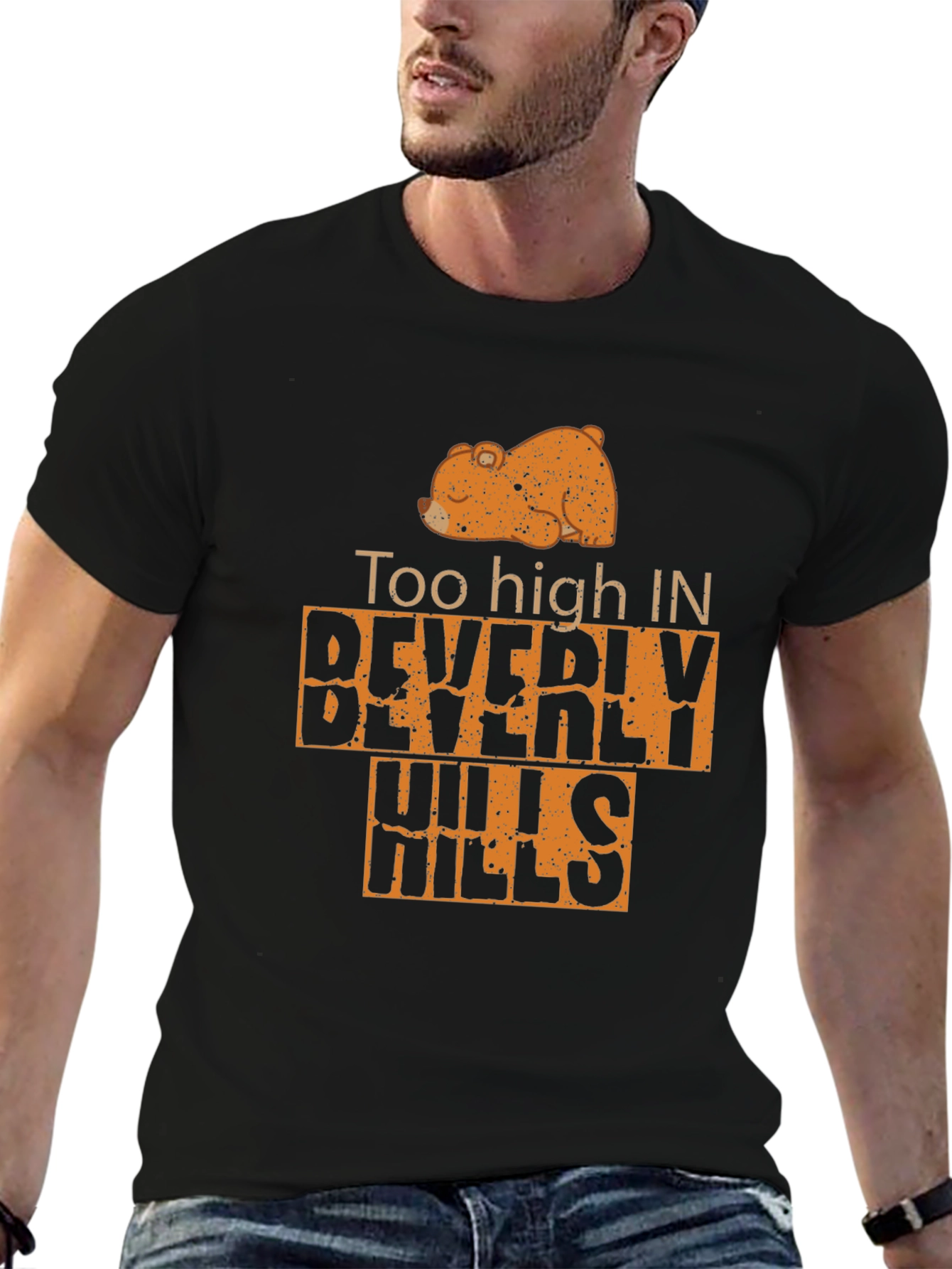 Too High in Beverly Hills Mens Black T-Shirt