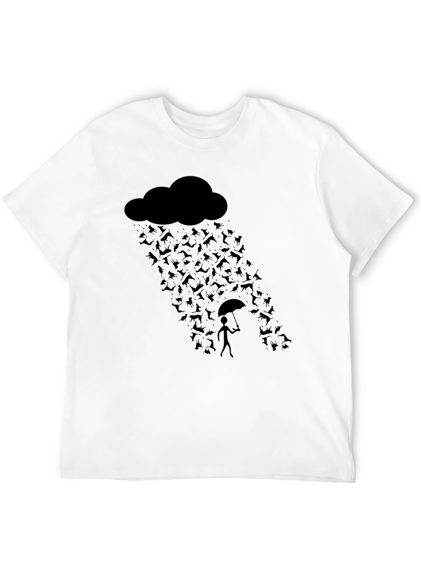 Humorous Raining Cats Graphic T-Shirt