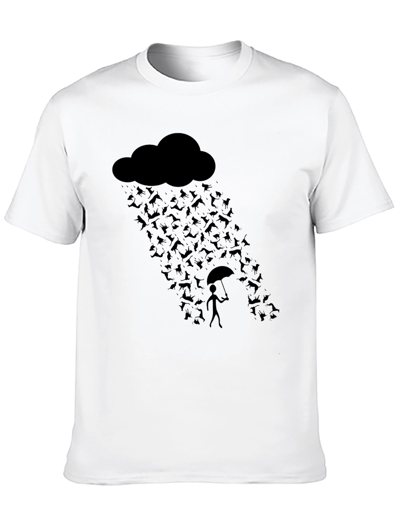 Humorous Raining Cats Graphic T-Shirt
