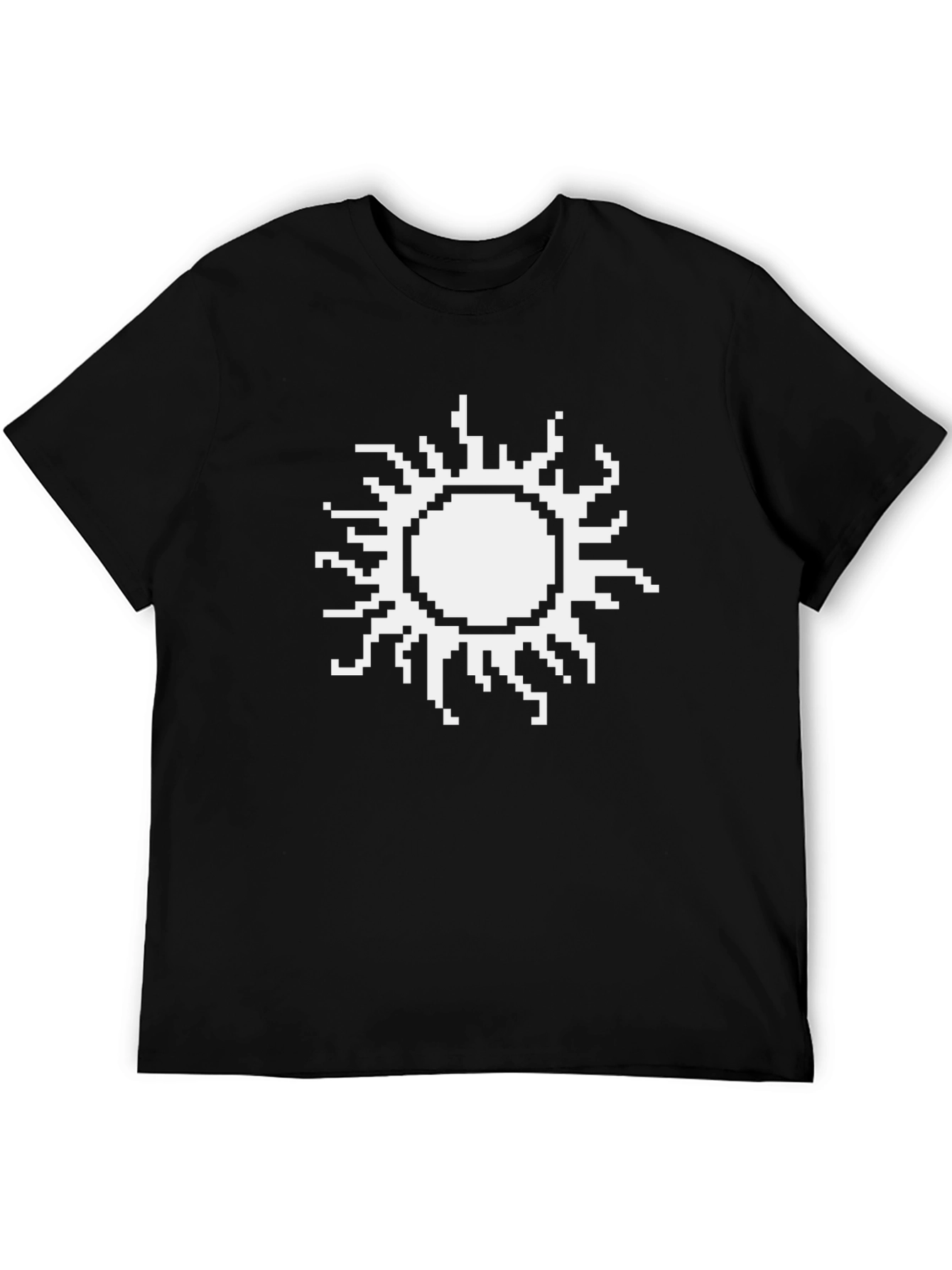 Pixel Sun Graphic Tee - Black Cotton T-Shirt