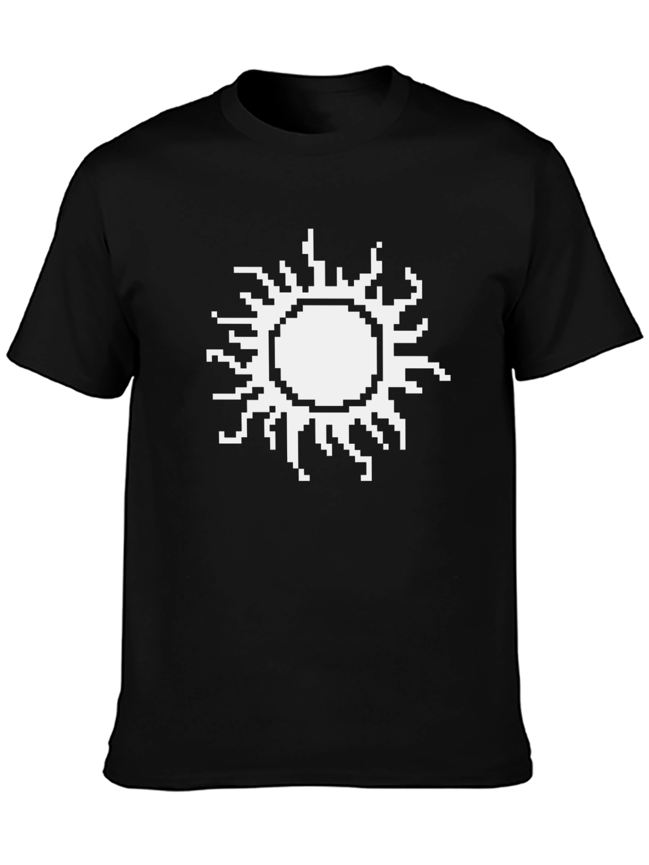 Pixel Sun Graphic Tee - Black Cotton T-Shirt