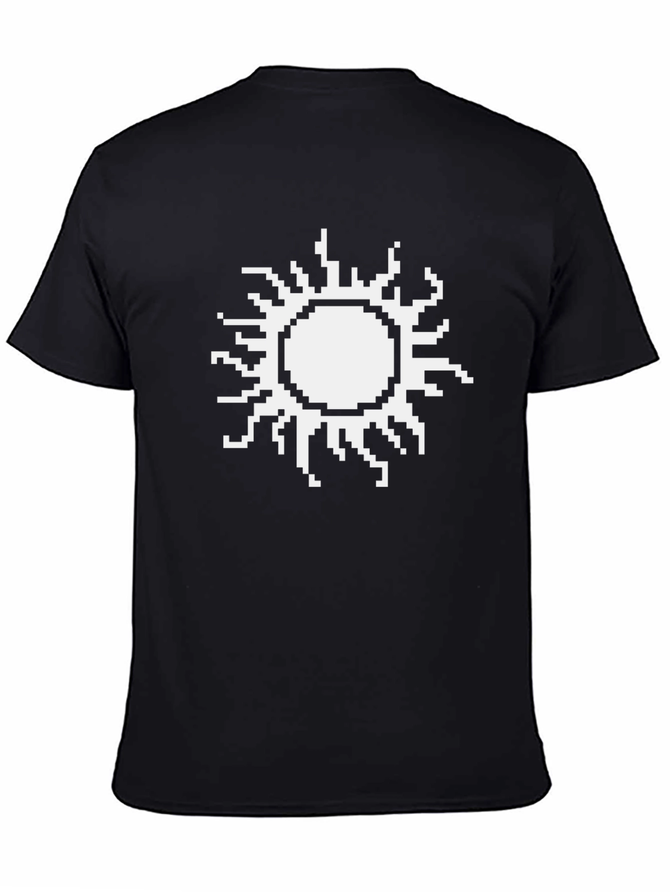 Pixel Sun Graphic Tee - Black Cotton T-Shirt
