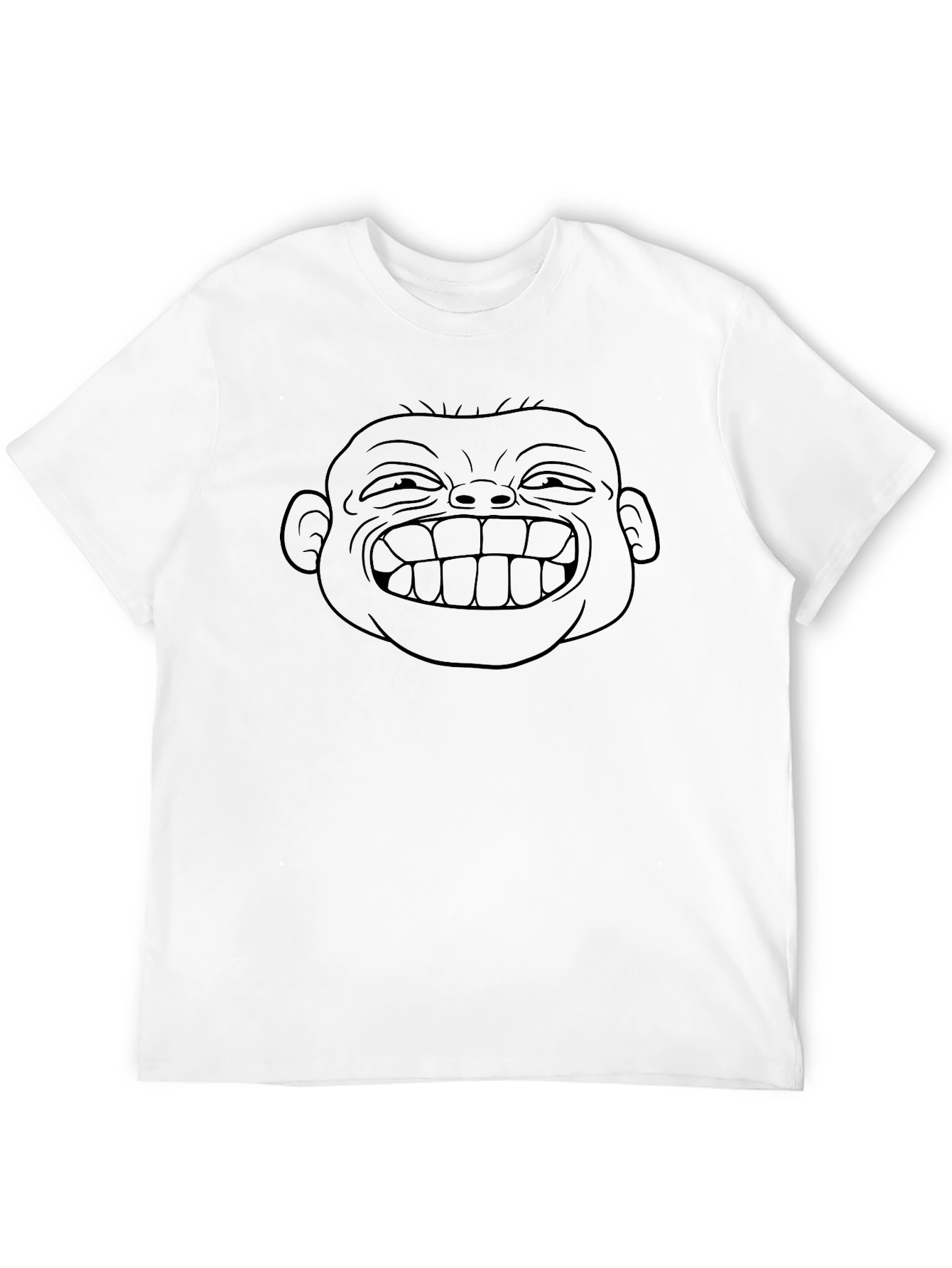 Funny Graphic Tee - Goofy Face Print Black T-Shirt