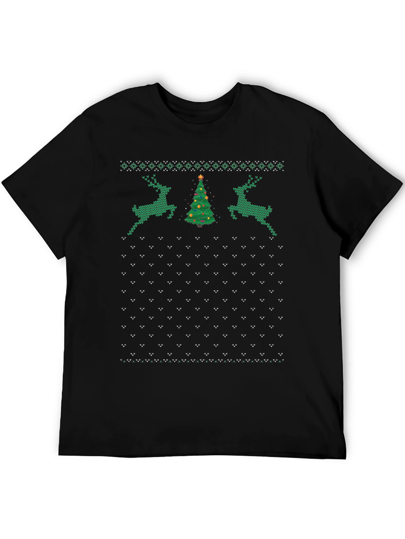 Christmas Deer Tree Pattern T-Shirt