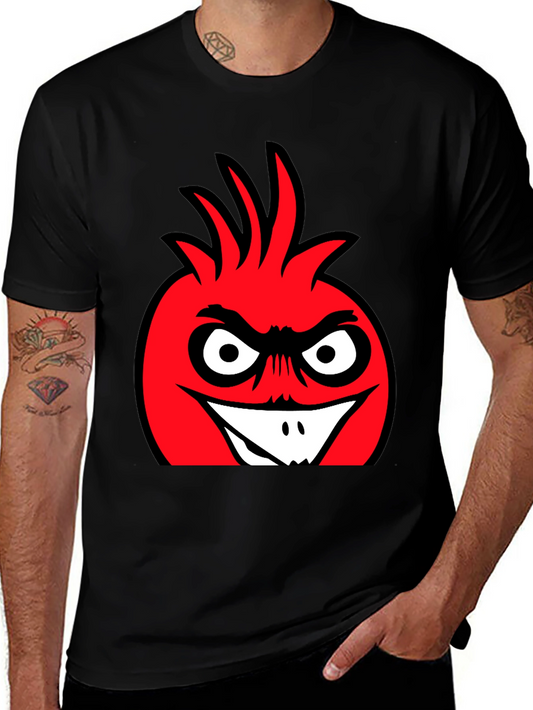 Angry Red Cartoon Character Black T-Shirt