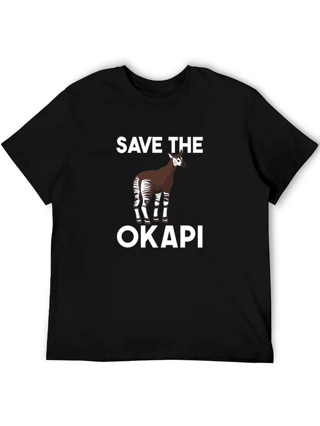 Save the Okapi Graphic Tee - Black Cotton T-Shirt