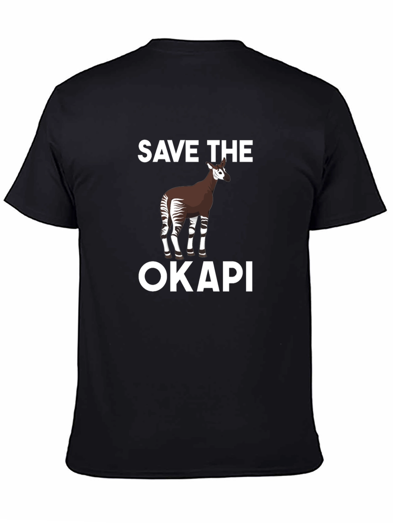 Save the Okapi Graphic Tee - Black Cotton T-Shirt