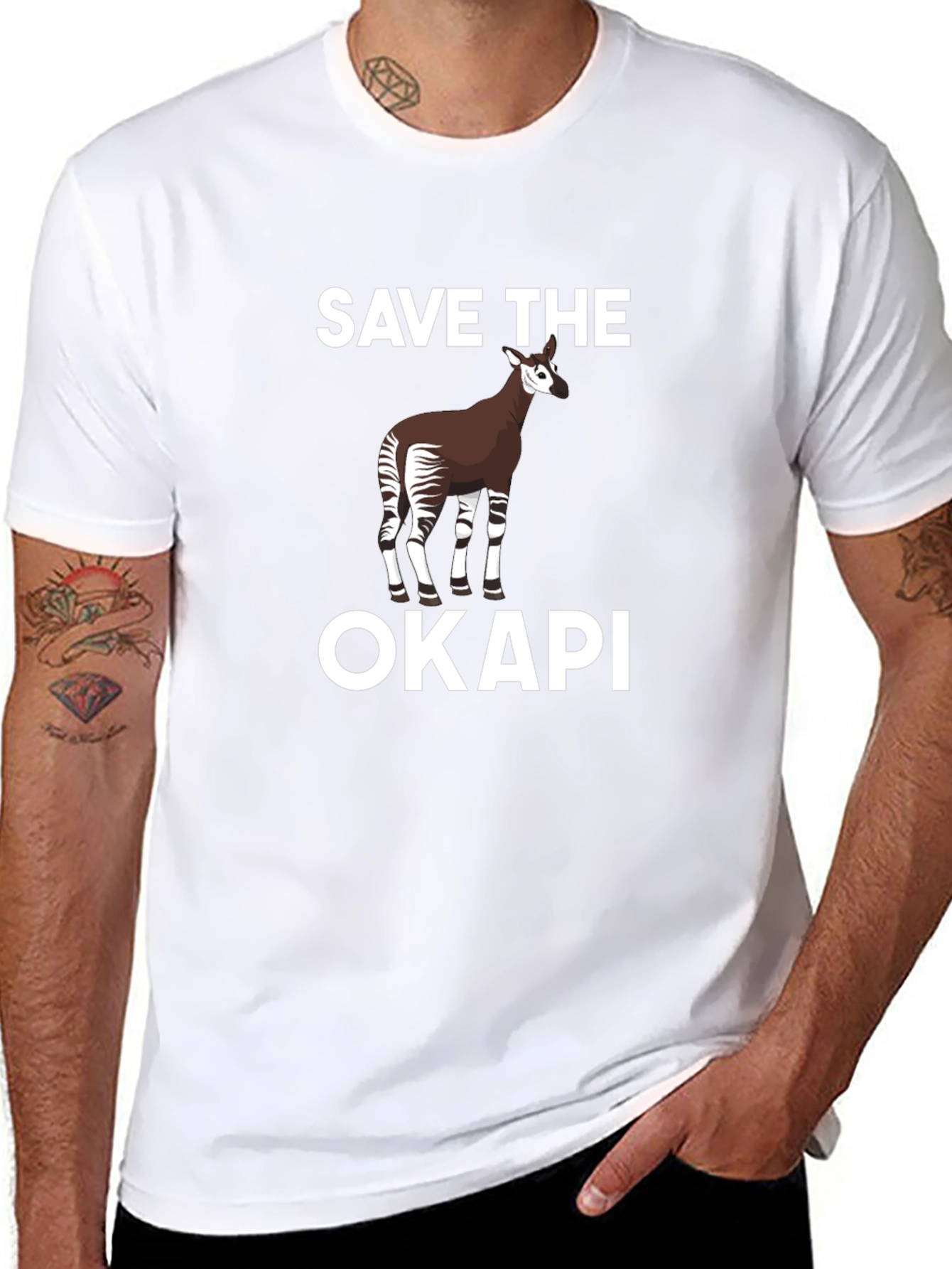 Save the Okapi Graphic Tee - Black Cotton T-Shirt