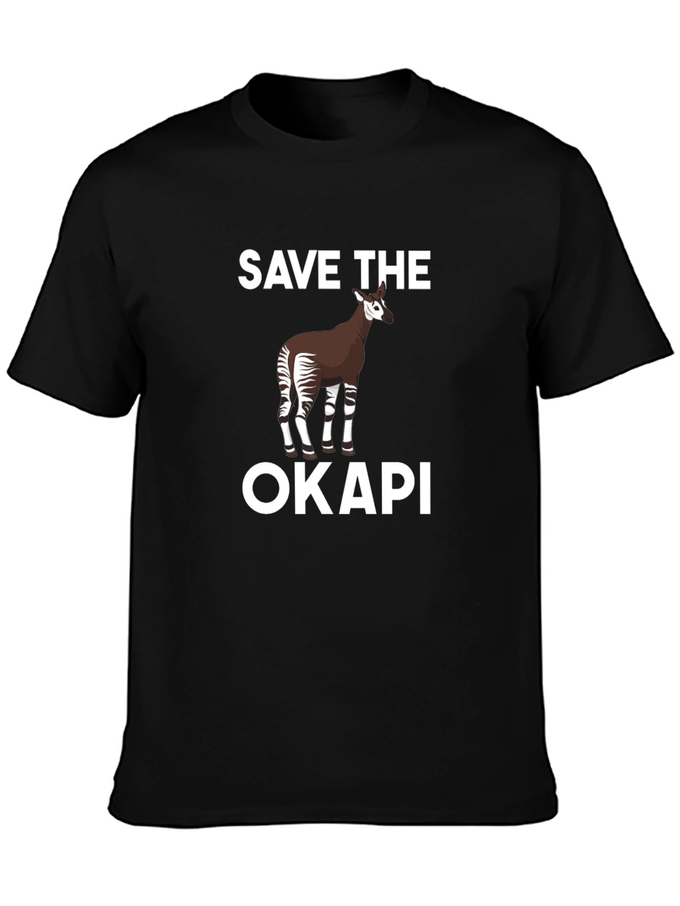 Save the Okapi Graphic Tee - Black Cotton T-Shirt