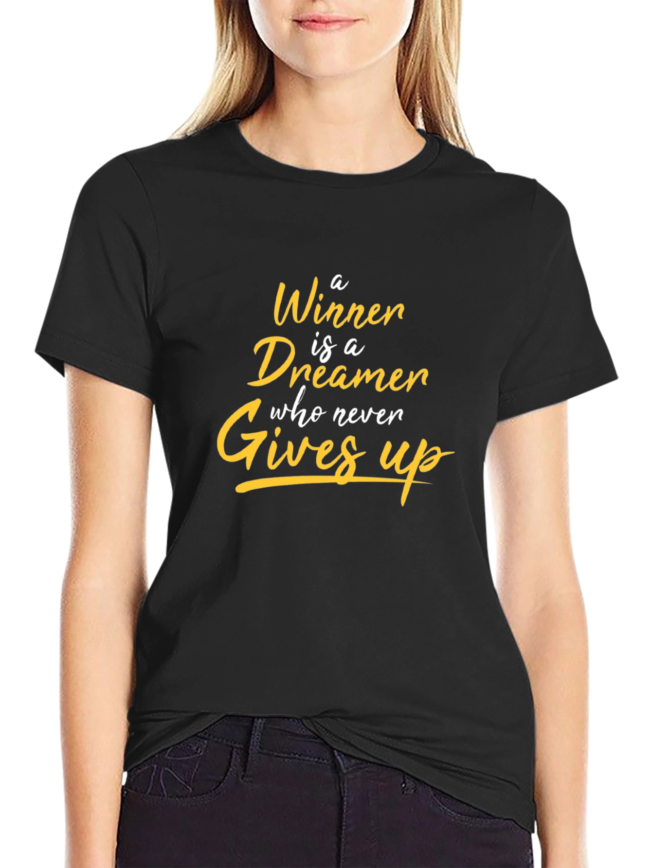 Motivational Dreamer Winner Black T-Shirt